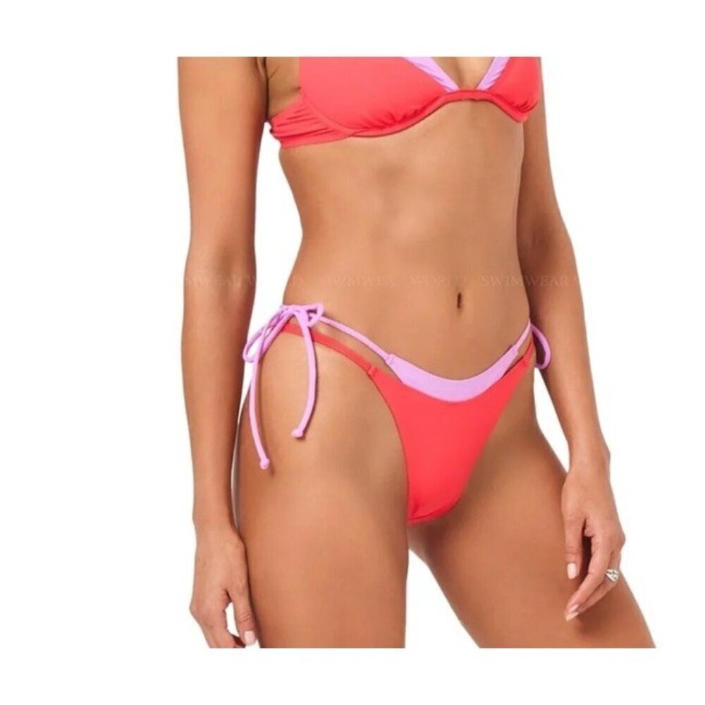 L Space Bikini Bottom Hot Pink Women's Fused Mackena Bitsy Size Large Pool